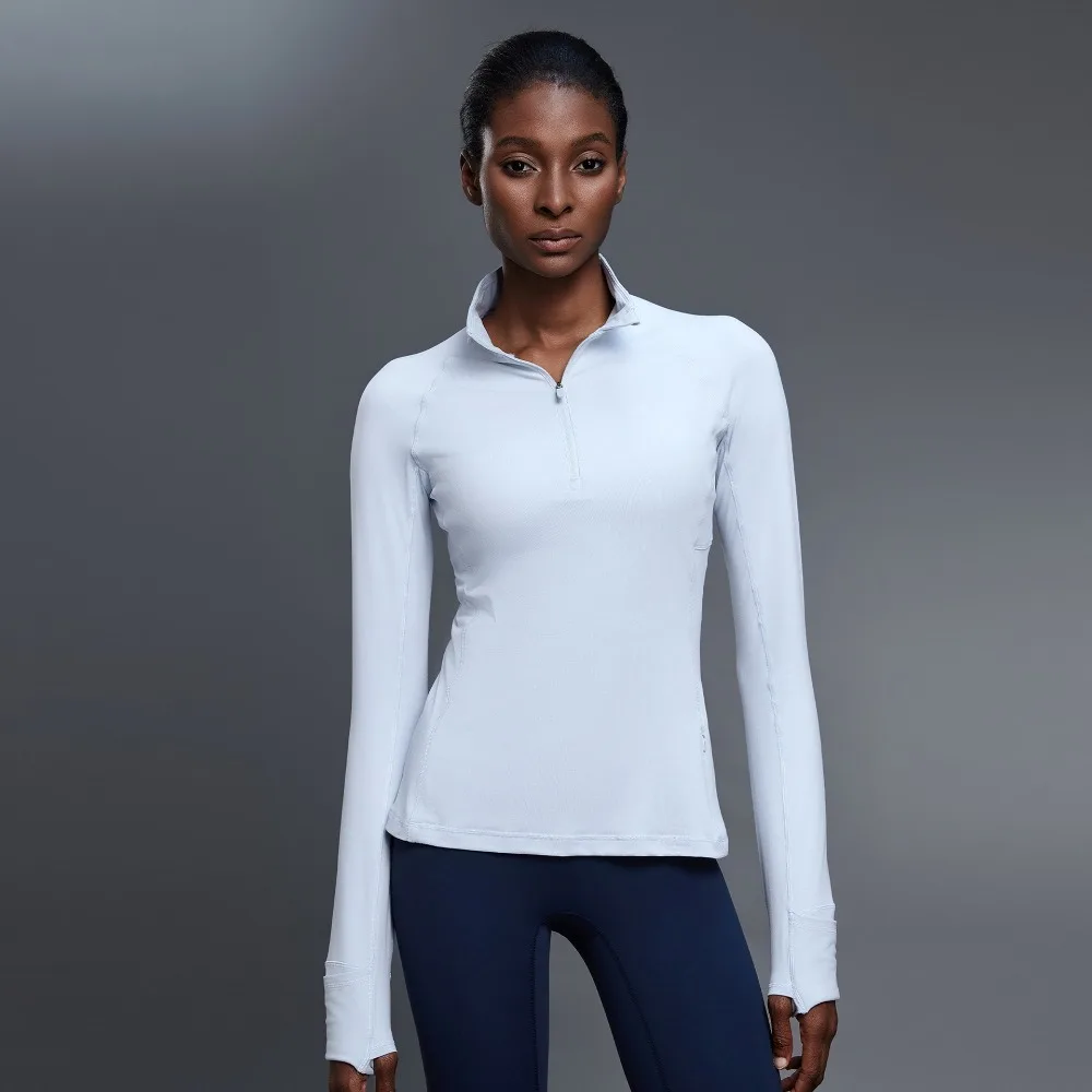 

Тренировки в тренажерном зале, новая полумолния с воротником-стойкой, одежда для йоги с длинными рукавами, женская одежда для похудения талии, спортивная одежда для бега на открытом воздухе, фитнеса