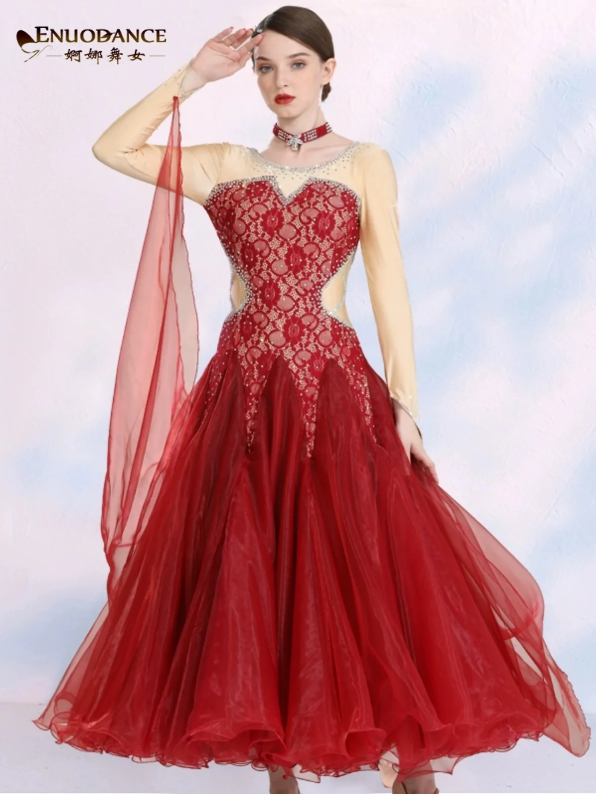 

National standard modern waltz dance costume, large swing dress, ballroom dance competition performance costume