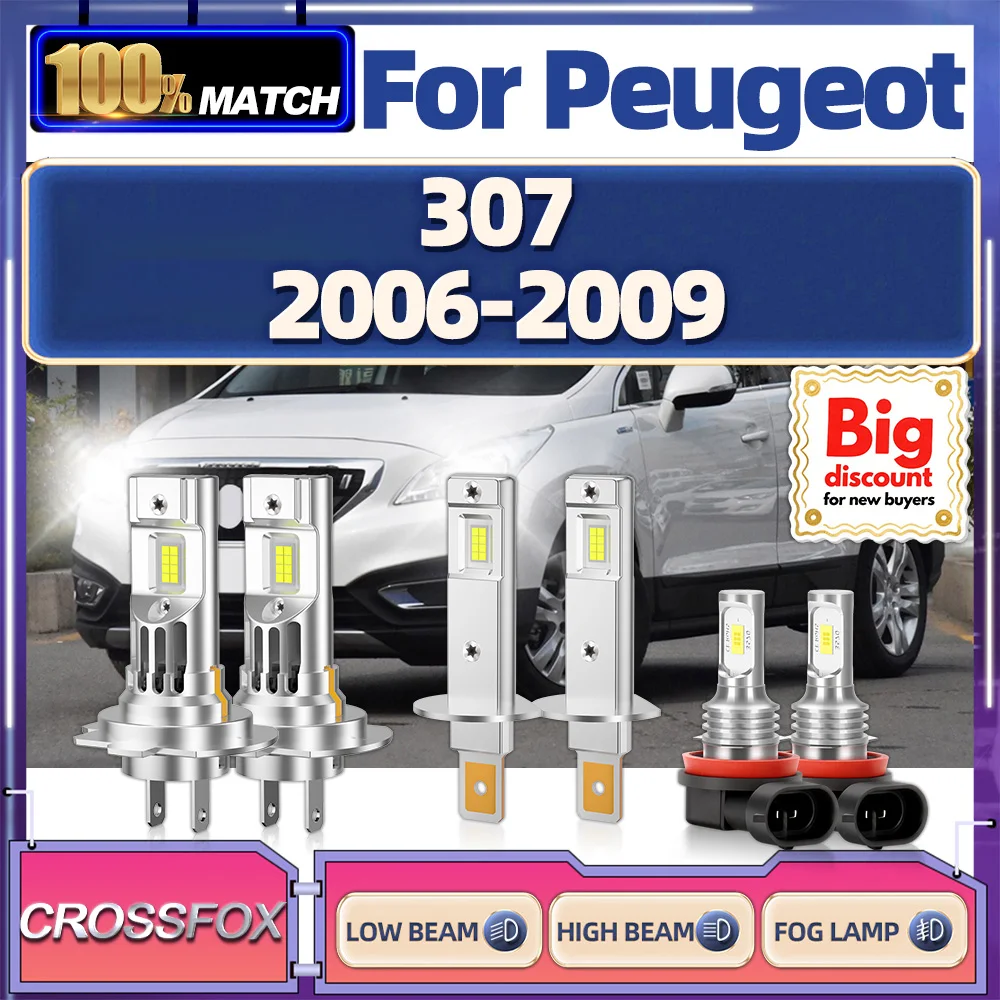 

CROSSFOX Canbus Upgrade LED Headlight Bulb 250W Super Bright Hi/Lo Headlamp Ampoule Fog Lamp For Peugeot 307 2006 2007 2008 2009