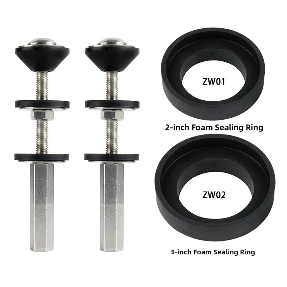 Toilet Tank Bolts And Screws Kit With Sealing Rubber Rings For Bathroom Toilet Repair 2 Inch 3 Inch Foam Gaskets