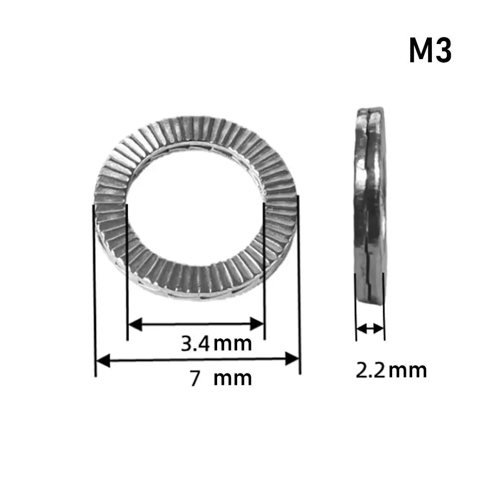 5Pcs Double Side Lock Washers Hardware Fastener 304 Stainless Steel Wedge Lock Washer M4 M10 M12 M16 M20 Self-Lock