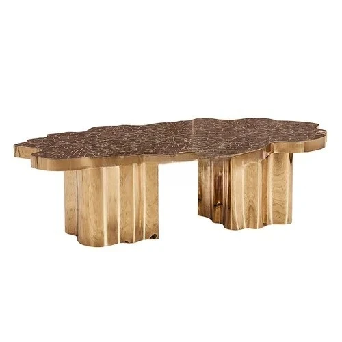 

Stainless Steel Coffee Table Shaped Tree Root Annual Ring Hotel Club Large Living Room Tea Table