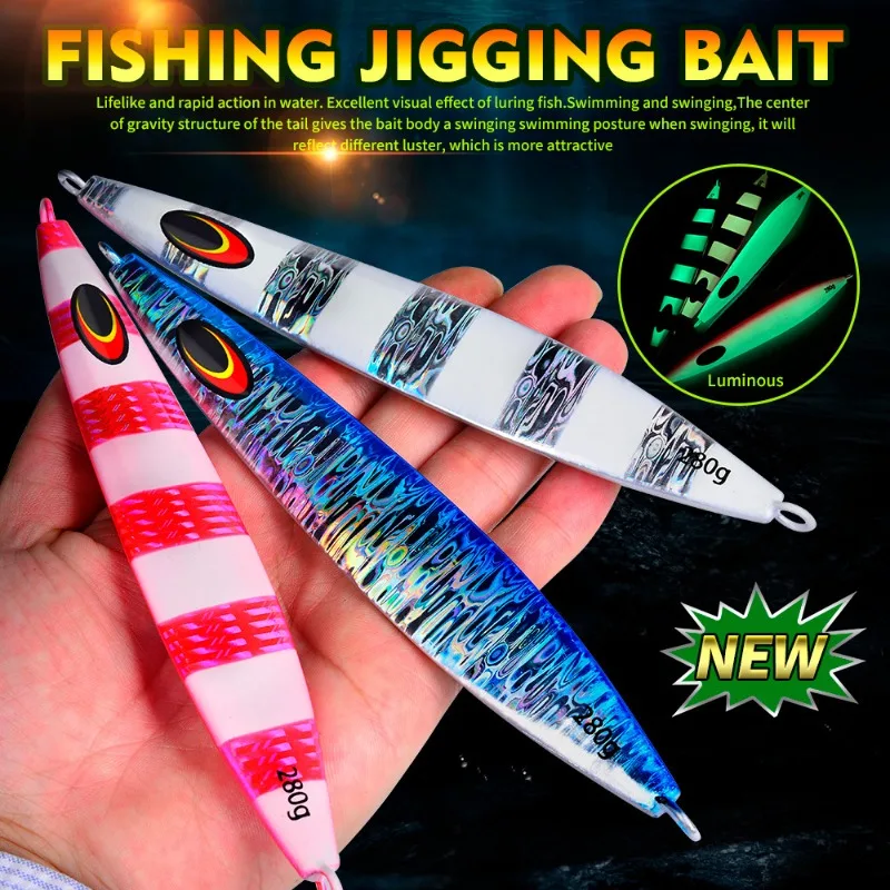 

Sea fishing fast-sinking slow-shaking iron plate lures 100G and 280g boat fishing UV luminous artificial lures