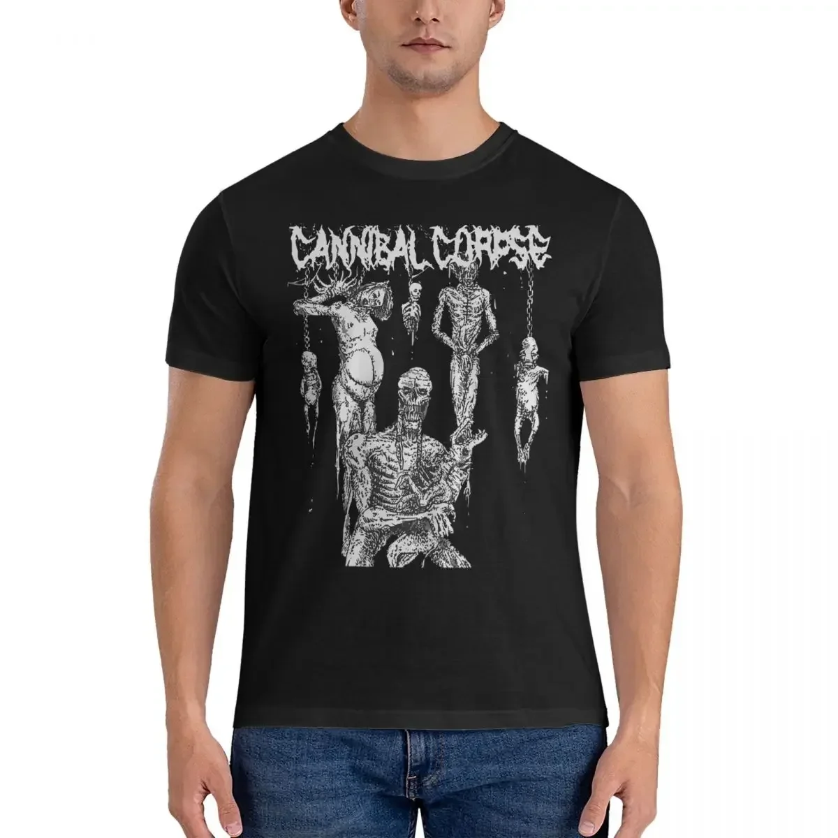 Vintage T Shirt for Men 100% Cotton Funny T-Shirt Round Collar Cannibal Corpse Tee Shirt Short Sleeve Tops Printing