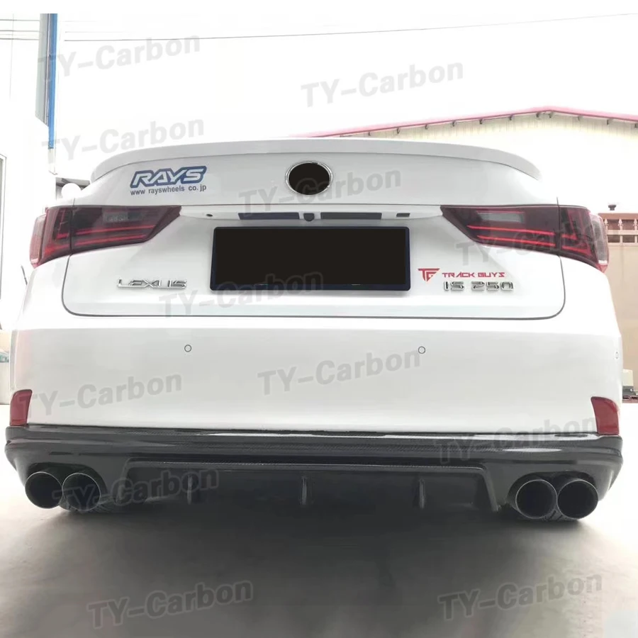 Real Carbon Fiber Rear Bumper Diffuser Lip Spoiler for Lexus IS ISF IS200T IS250 IS300 IS350 13-16 Four Outlet Diffuser FRP