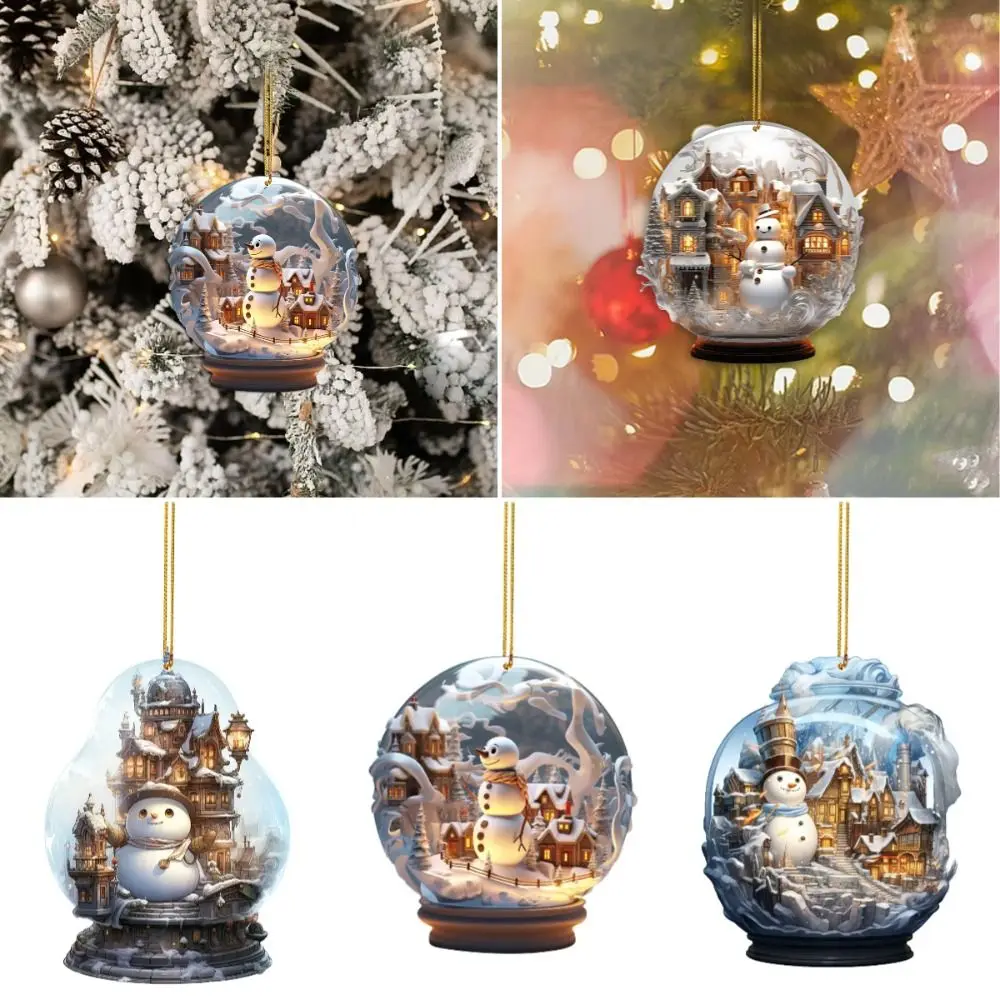 Acrylic Flat Christmas Character Pendant Multifunction Durable Material Christmas Tree Decoration Gift Christmas Santa Pendant