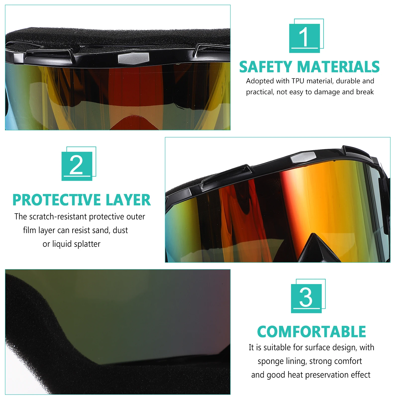 

Windproof Glasses TPU Material Durable Outdoor Cycling Sports Skiing Motorbike Riding Black Lightweight Home Decor Accessories