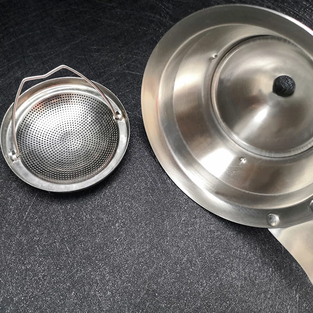 

Stainless Steel Oil Filter Funnel Kitchen Utensil Soy Sauce Tea Spill Strainer Cookware Tool Long H Large Scoop