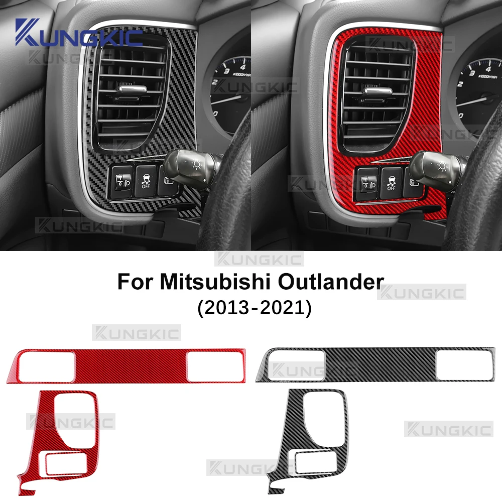 

Для Mitsubishi Outlander 2013-2019 2020 2021, наклейка из настоящего мягкого углеродного волокна, левая и RHD, отделка панели воздуховыпускного отверстия привода