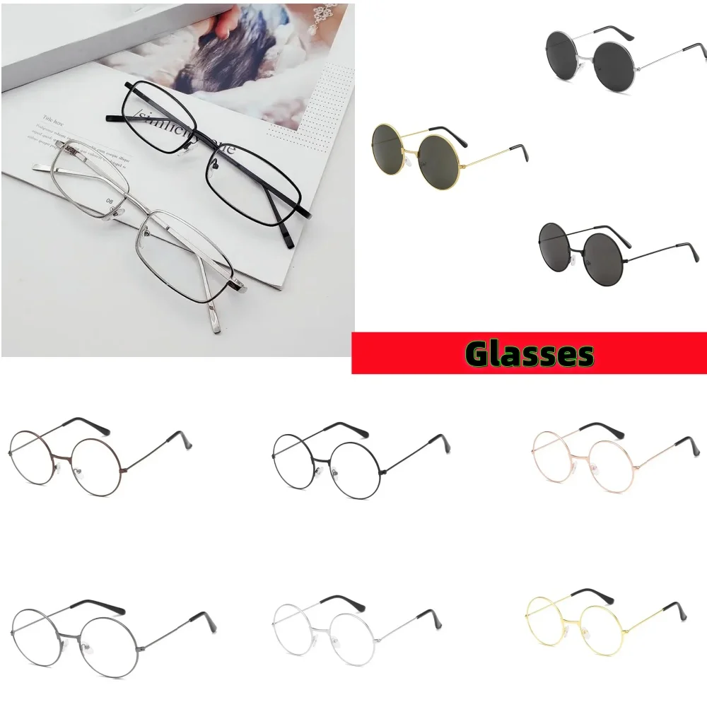 Lunettes Cosplay unisexe, rondes, monture anime, avion circulaire rétro, pour adultes, hommes et femmes, accessoires de bijoux, accessoire