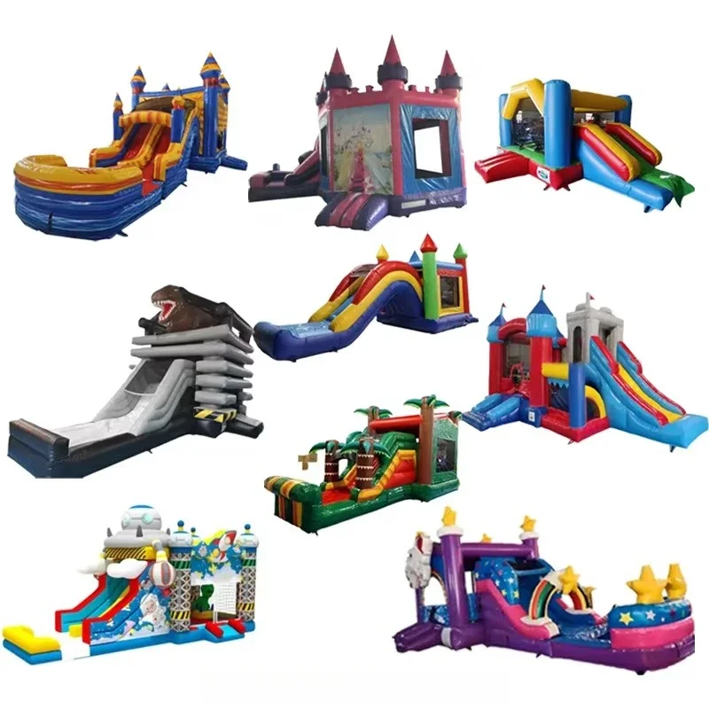 Customize Commercial Pvc Adult White Bouncy Inflatable Jumper Castle Outdoor Bounce House Combo With Water Slide for Kids Party