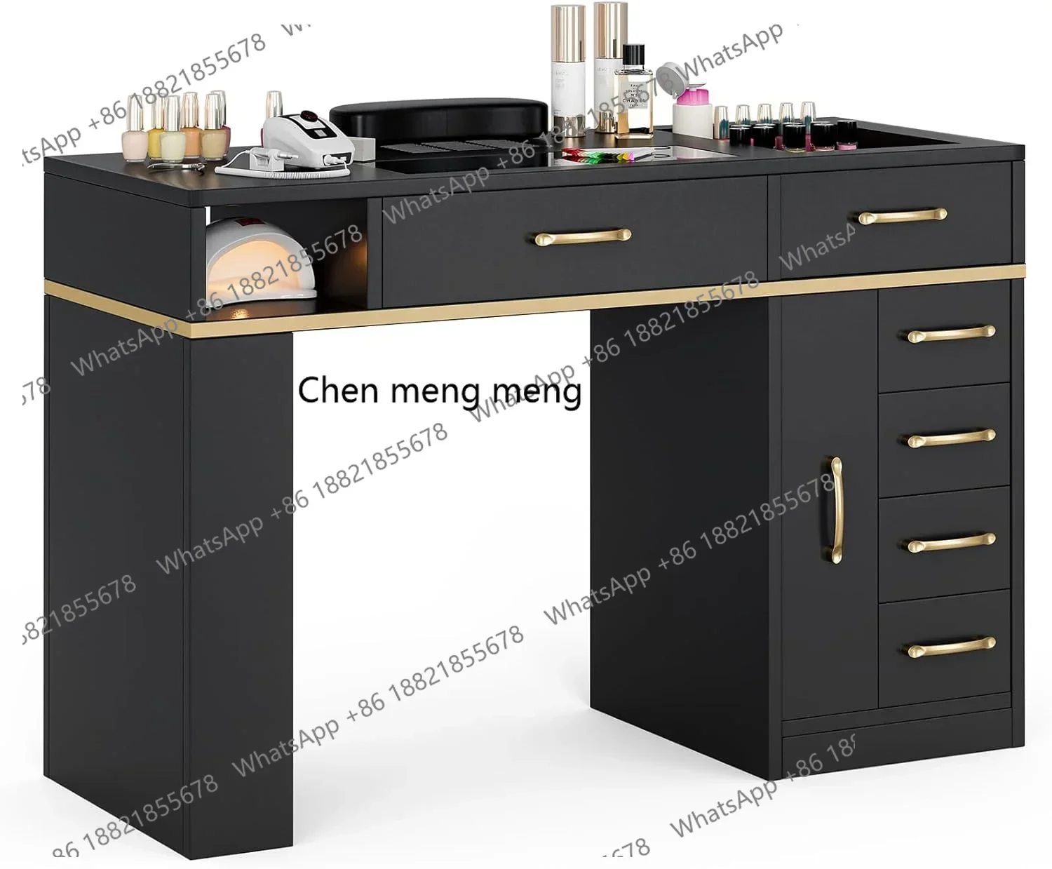 K153 Customizable Glass-top Manicure Table Nail Table with Dust Collector & Storage Professional Salon Furniture Manicure Table