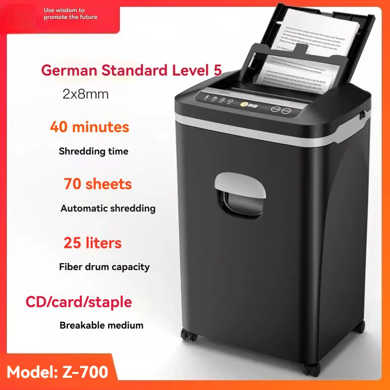 

Z-700 25L 2*8mm Commercial High-power Office Specific Shredder for Shredding Cards, Book Nails Documents, Electric Shredder