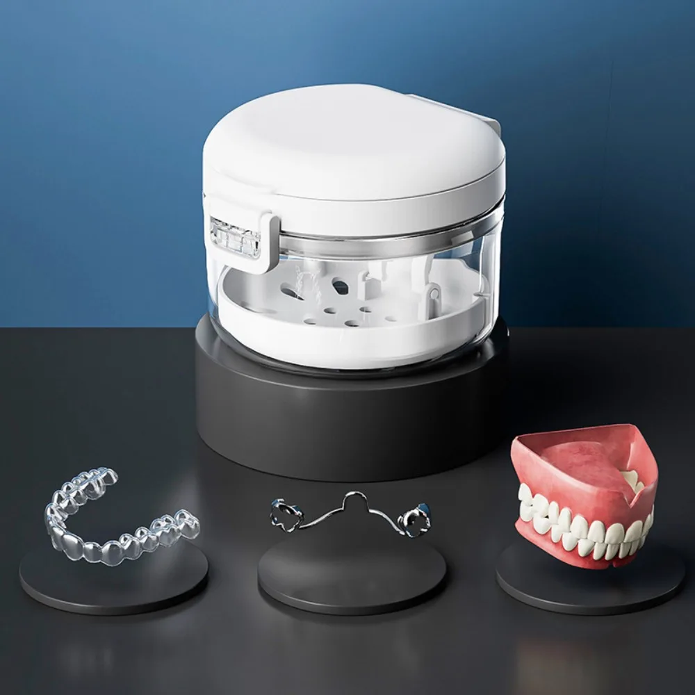 Nova caixa de soquete de dente pp retentor ortodôntico limpeza dentária caso dentadura embeber transparente boca guarda recipiente dentes falsos