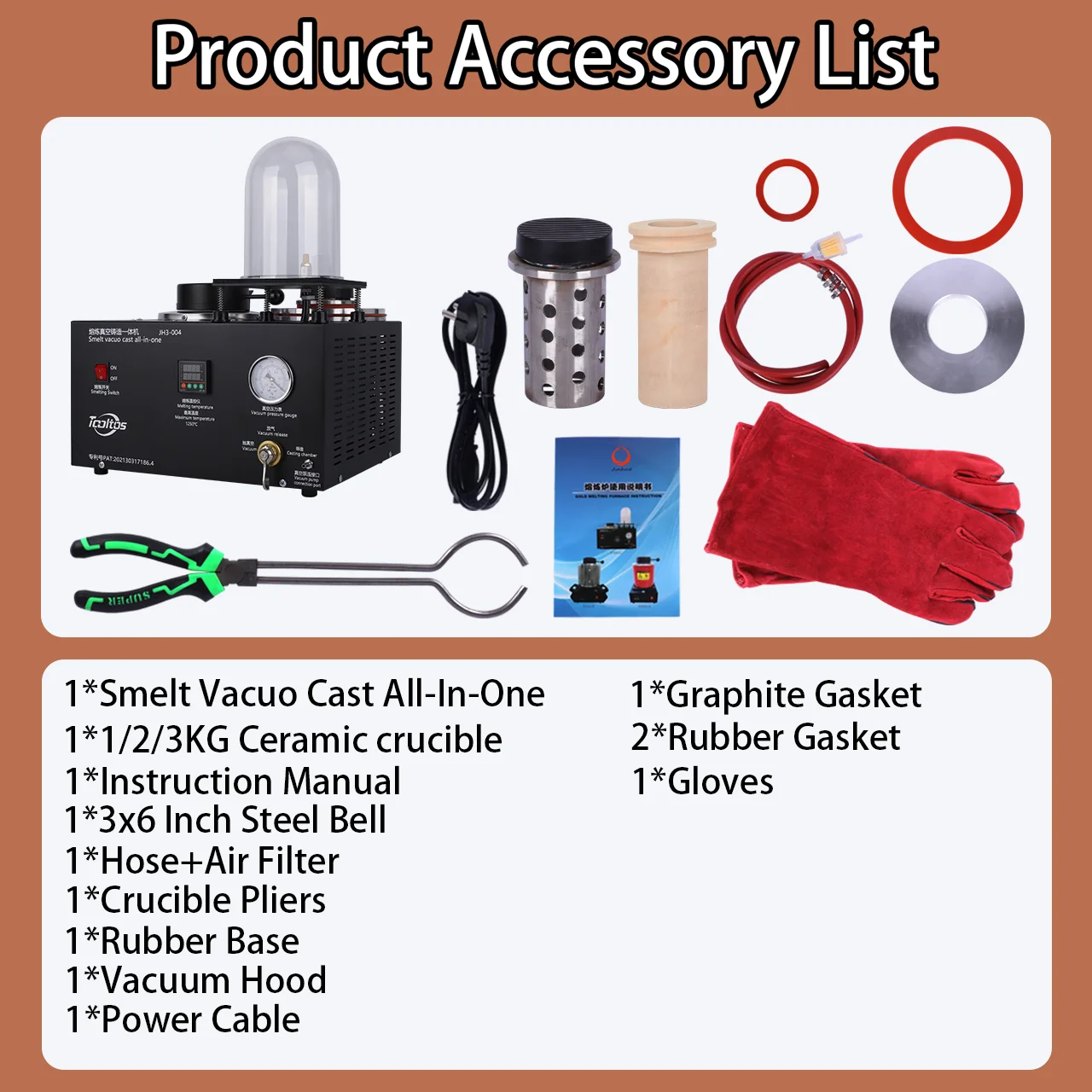 New Jewelry Casting Set 1150°C Melting Furnace Vacuum Casting Machine with Ceramic Crucible for Gold Silver