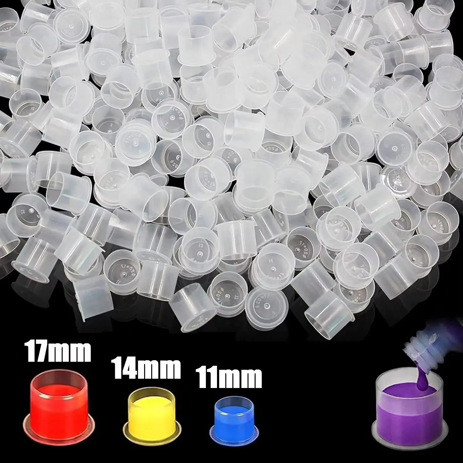 500/300/100/50PCS Tattoo Ink Cups Disposable Plastic Pigment Clear Holder Ink Container Caps Tattoo Permanent Makeup Accessories