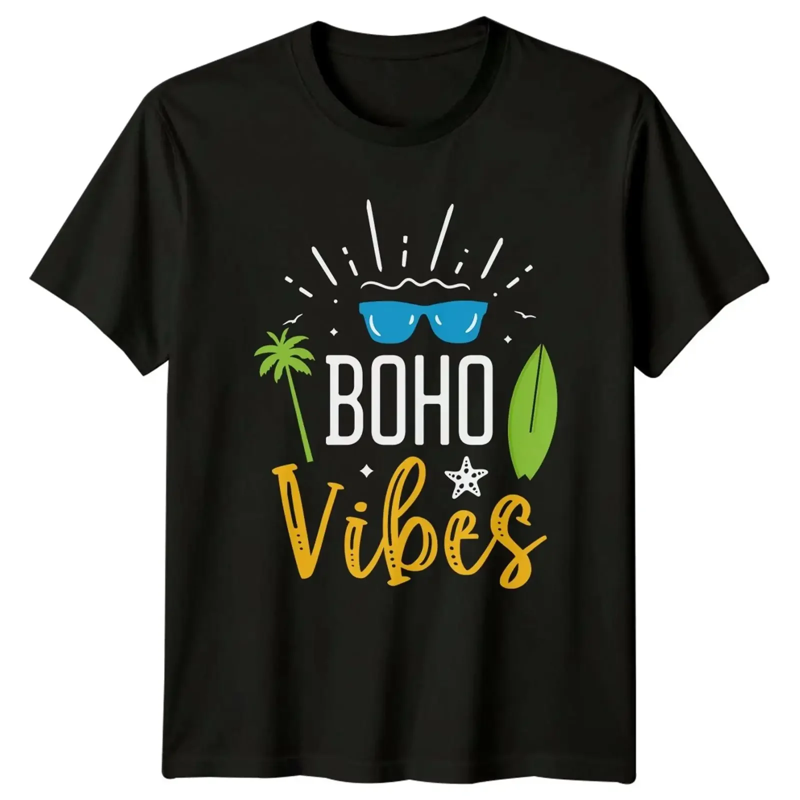 Boho Vibes T Shirt Surfen Strand Sommer Urlaub Geschenk für Sie und Ihn vintage Washed fashion Unisex Casual Slightly