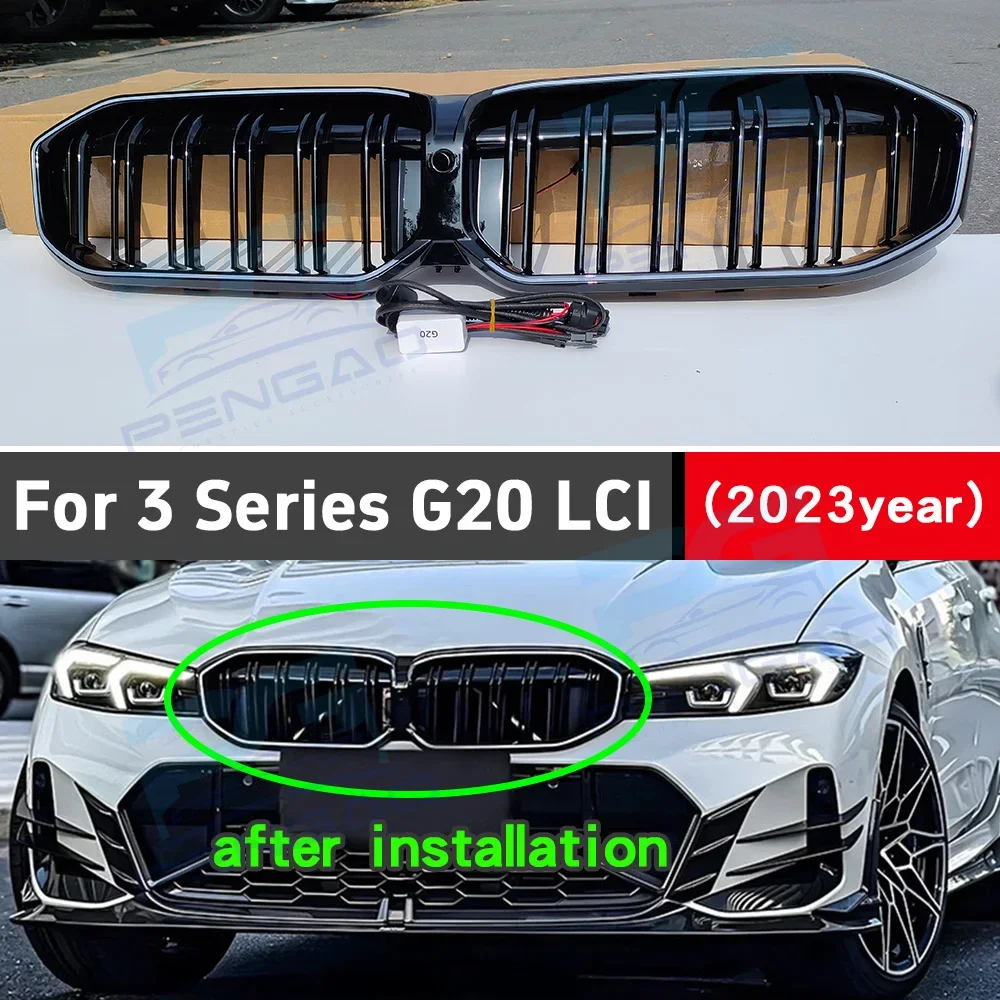 

Racing Grills For BMW 3 Series G20 2012-2019 LED white light Racing Grills refit Double bar grille Exterior Parts Accessories