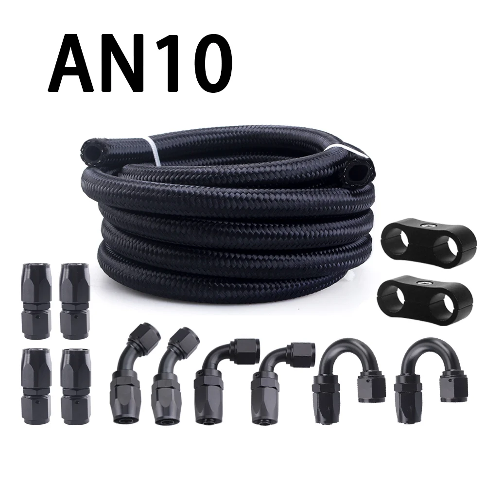 Fitting Adapter AN10 Hose Braided CPE Brake Fuel Oil Line Kit 6m/20ft Oil Cooler Car Hose Pipe Hose with 13pcs Fitting