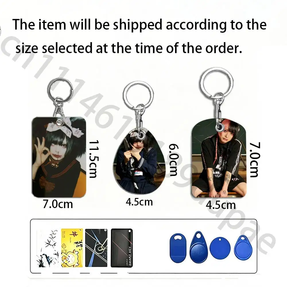 S-Senketsuakochan Protective Printed Leather Card Case Metal Keychain Accessory