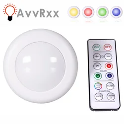 AvvRxx LED Cabinet Light RGB Puck Lights Remote controller Dimmable Under Shelf Kitchen Counter Lighting Decoration Night lamps