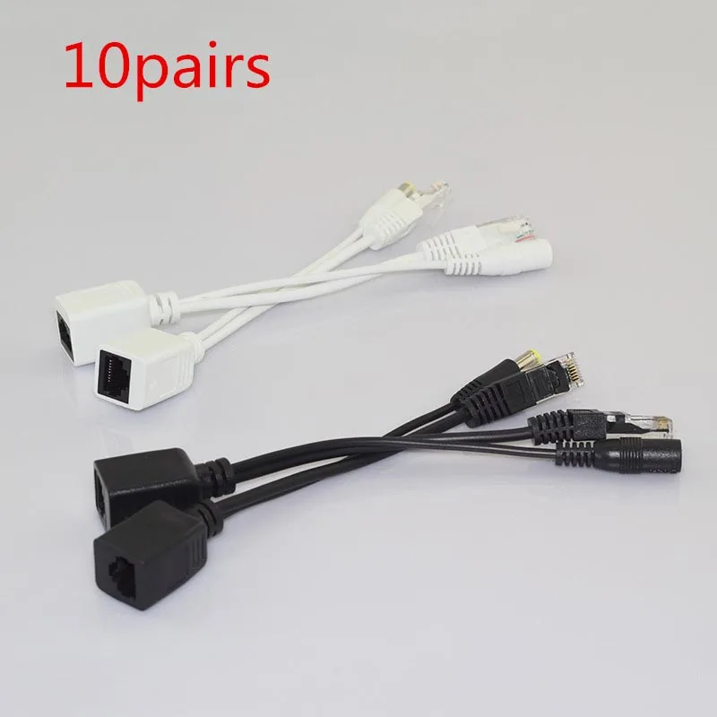 10Pair 12V Poe Adapter Cable Rj45 Poe Splitter Injector Kit Power Supply cable Separator Combiner Cctv Accessories L19