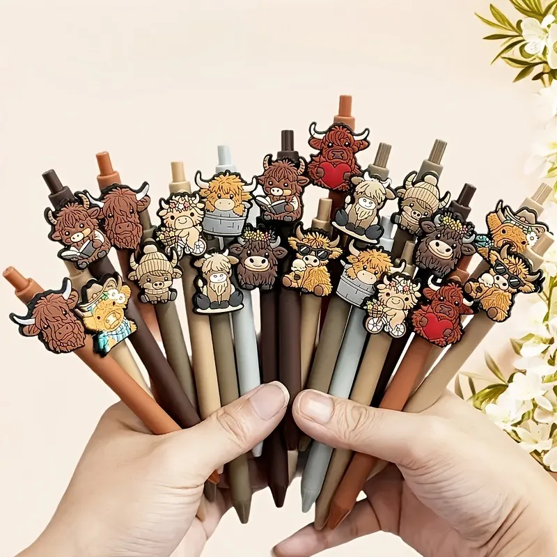 

10/20 шт. патч-ручки серии Highland Bull, шариковые ручки, набор ручек Highland Bull, школьные канцелярские принадлежности, праздничные подарки