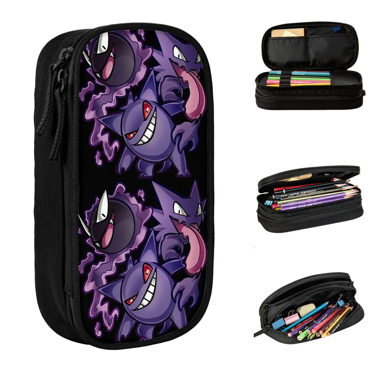 gastly haunter gengar pencil case ghost kaiju pokemon pencilcases pen holder kids grande capacidade bolsas estudantes papelaria escolar 01