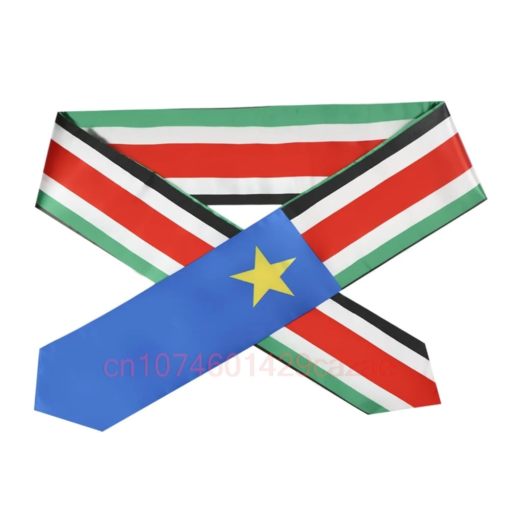 South Sudan Flag 180*15CM Graduation Sash Stole Scarf Double Sided for Study Aboard International Class Of 2024