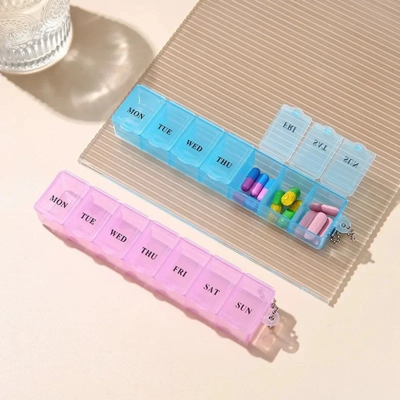 1-4Pcs 7 Days Weekly Mini Portable Small Pill Box Cases 7 Grids Organizer Storage Container For Vitamin Fish Oils Supplements