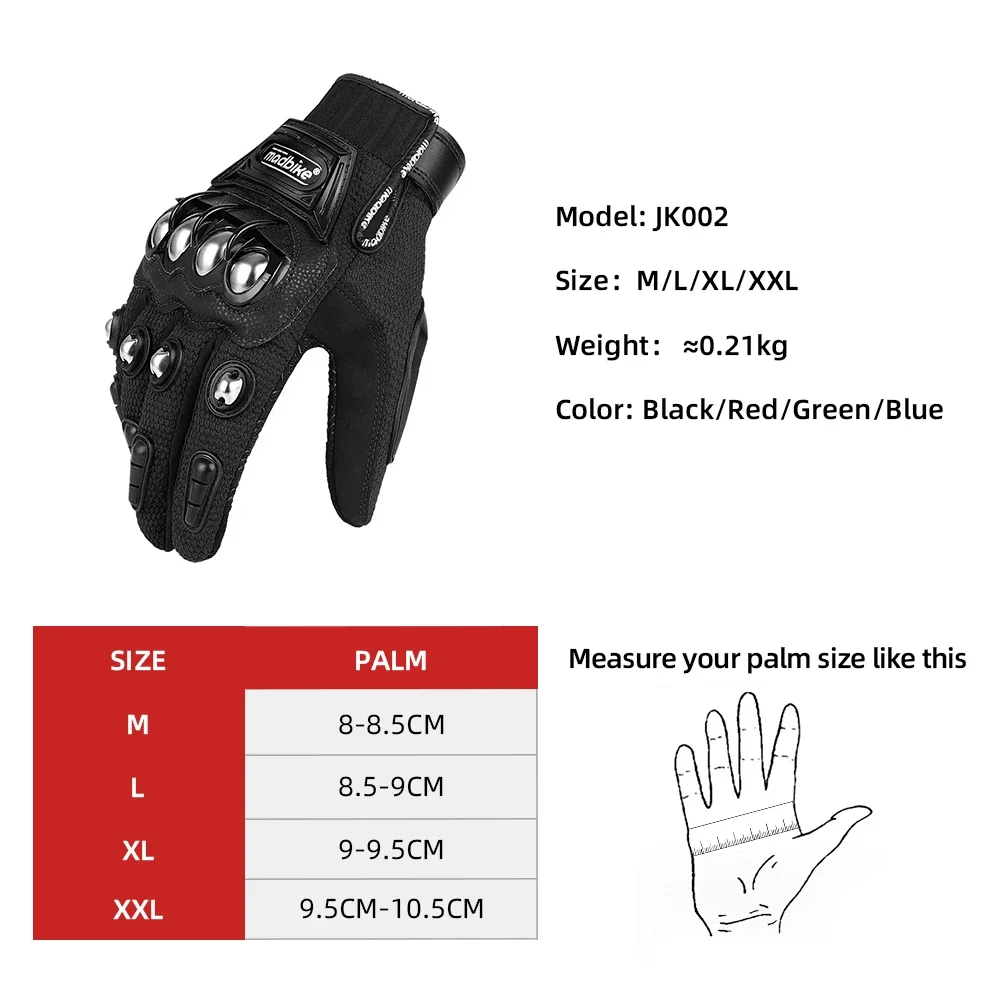 Motobike Motorcycle Knitting Unisex Moto Touch Screen Breathable Motocross Riding Racing Alloy Protective Full Finger Gloves