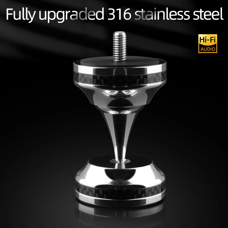 HiFi 316 Stainless Steel Speaker Spikes Pads Hi-end Carbon Fiber Speaker Shock Base Pad Isolation Stand Feet Cone Base Mats