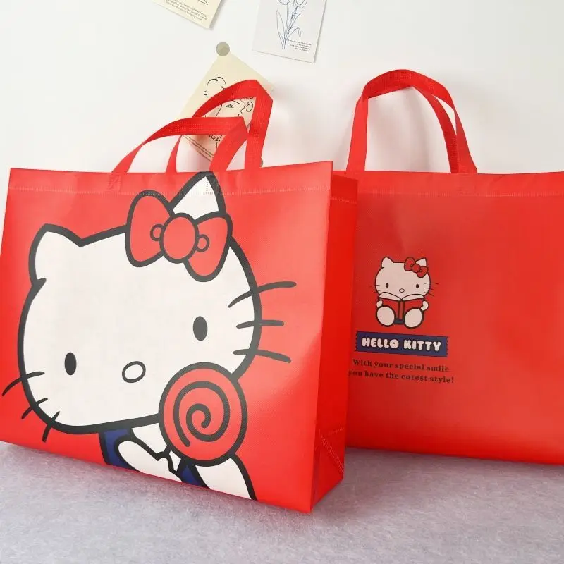 

Sanrio New Style Shopping Bag Hello Kitty Clothing Store Handbag Birthday Fashion Present Large Capacity Cute Girl Out Non-Woven