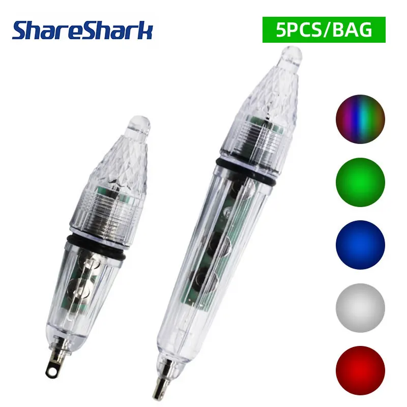 ShareShark 5 pièces/sac 12/17cm Lampe LED de pêche nocturne en eau profonde, leurre de pêche au calmar, lampe de pêche sous-marine