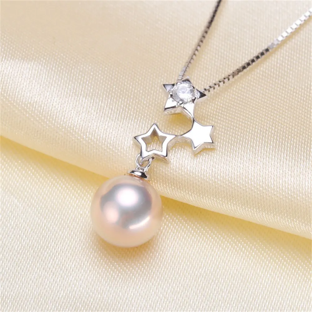 

DIY Accessory S925 Sterling Silver Plated K-gold Pearl Pendant with Empty Support Star Necklace Pendant for Women Fit 8-11mm