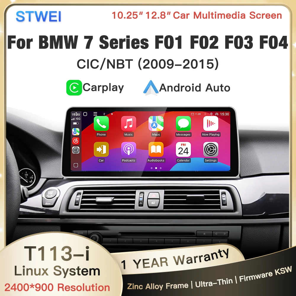 Stwei 2026 New 10.25 12.8inch Thin Screen Linux System for BMW 7Series F01 F02 F03 F04 Wireless CarPlay Auto Car Video Player
