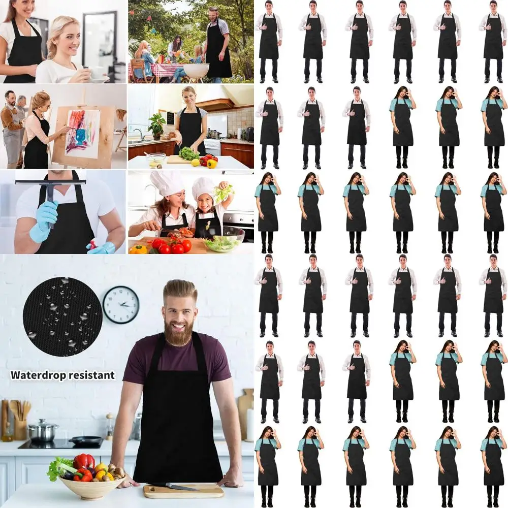 

Unisex Bulk Black Apron with Pocket for Chefs, Cooks, and Crafters - Adjustable and Plain