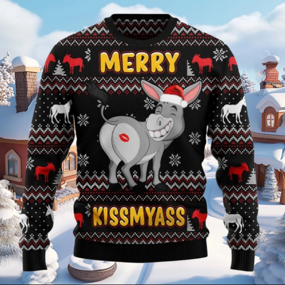 

Ugly Christmas Funny Donkey Cow 3D Print Sweater for Women Clothing Cute Animal Unisex Sweatshirts Polyester Pullovers Tracksuit