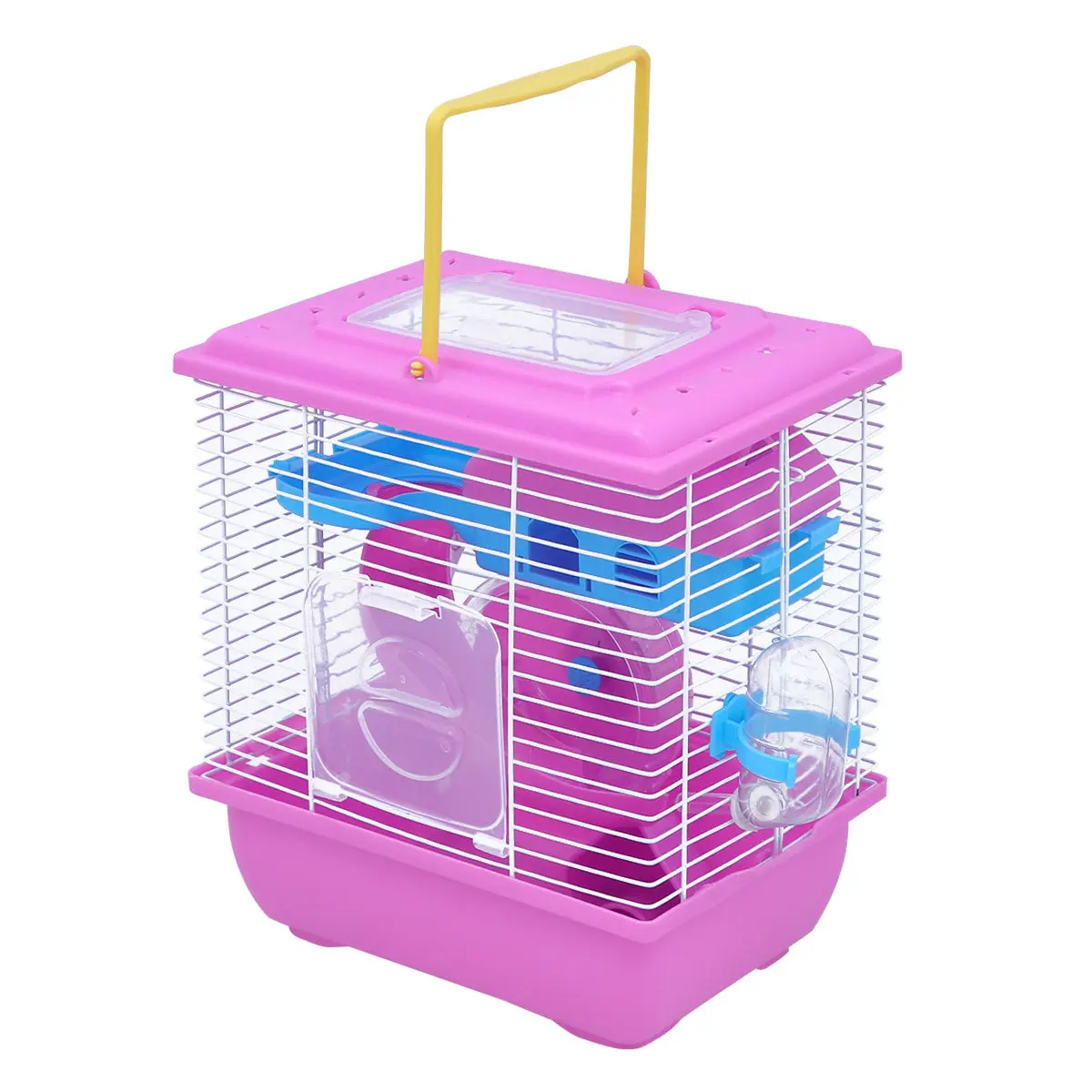

Hamster Villa Cage Double Tier Slide Includes Exercise Wheel and Sealed Water Bottle Premium Safe Plastic Small
