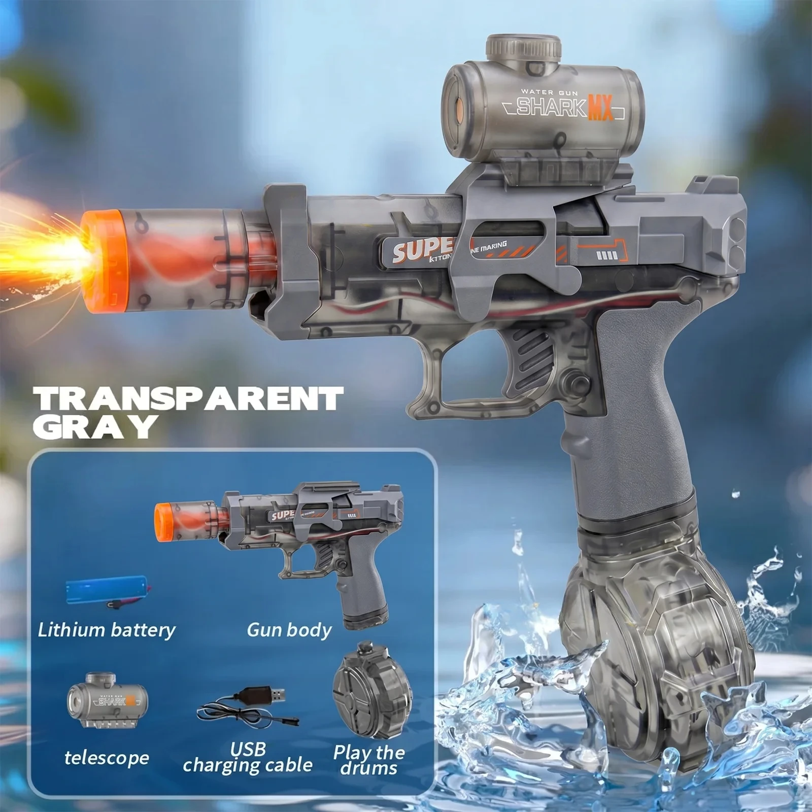 Electric Water Guns For Adults Powerful Squirt Automatic Water Suction Water Blasters Summer Outdoor Beach Toy For Boys Kid Gift