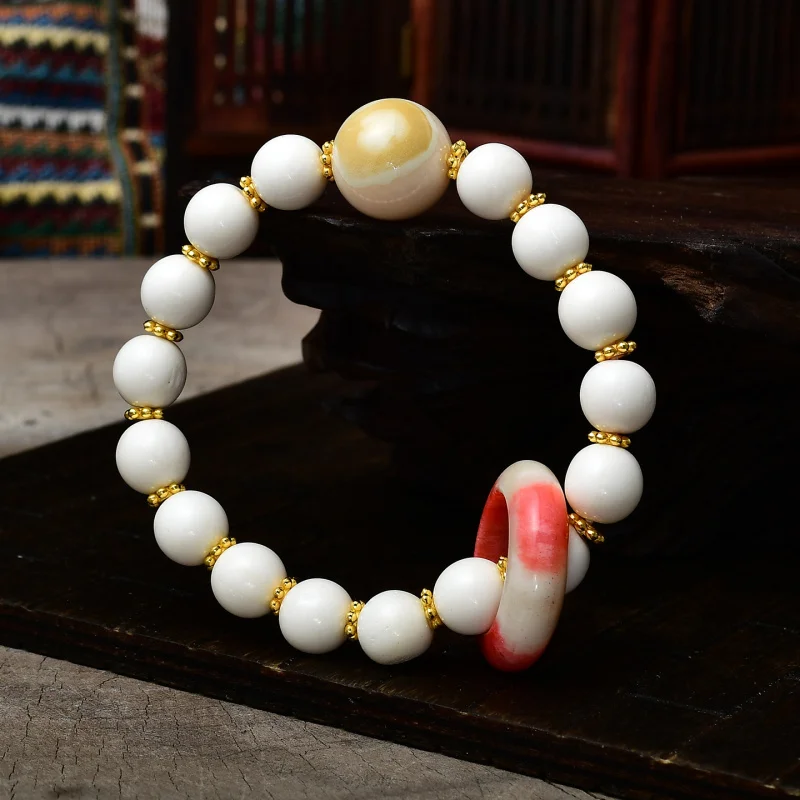 and Passionflower Seed Bracelet, Old- Beads, Tibetan Style Antler Three-Way Bead, High Oil Content Design