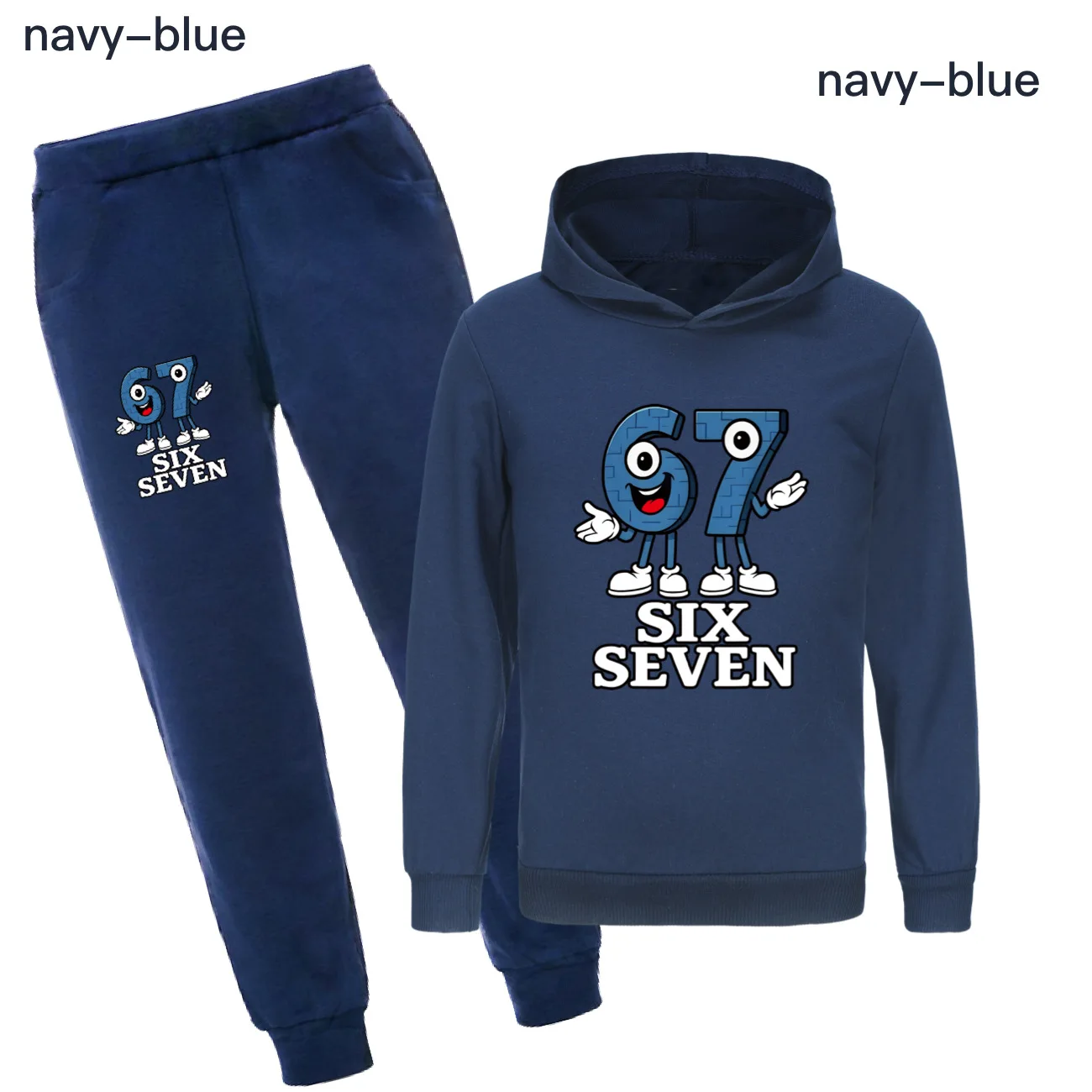 Six Seven Steal A Brainrot 67 Kleidungsset für Kinder, Cartoon-Kapuzenpullover, Hosen, 2-teiliges Set, Outfits für Kleinkinder, Mädchen, Sportanzüge für Jungen – Detail 4
