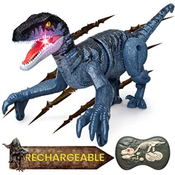 2.4GHz Remote Control Dinosaur, Simulation Walking Velociraptor Robot Toy, Electronic RC Dinosaur Toys, Gift for Boys Girls