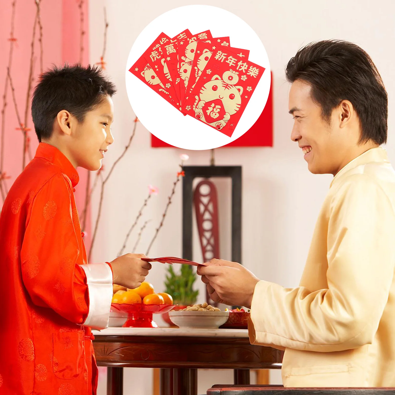 

60Pcs Red Packet Chinese Style Tiger Pattern New Year Red Envelopes Gift Money Packet Spring Festival Festival Money Packets