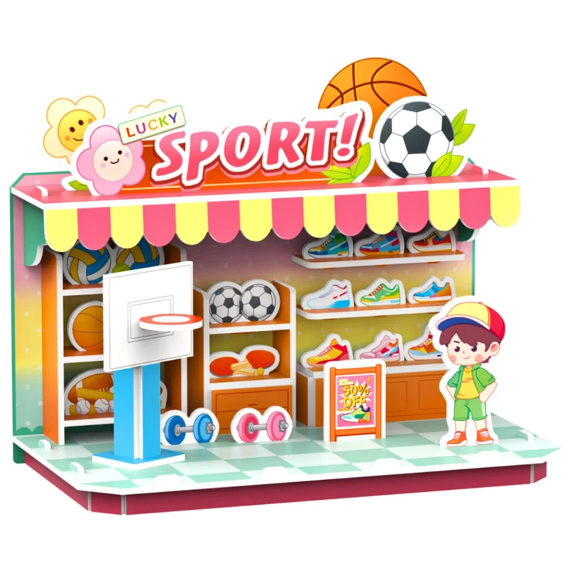 3D Puzzle Convenience Store, Car Store, Sports Store, Toy Store, DIY Puzzle Jigsaw Assembly Model
