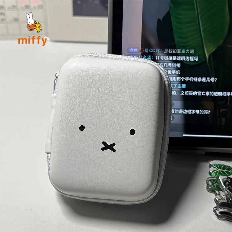 

Kawaii Miffy Storage Bag White Simple PU Cartoon Mini Portable Multifunctional Wash Up Sundries Cosmetics Storage Bag Girl Gifts