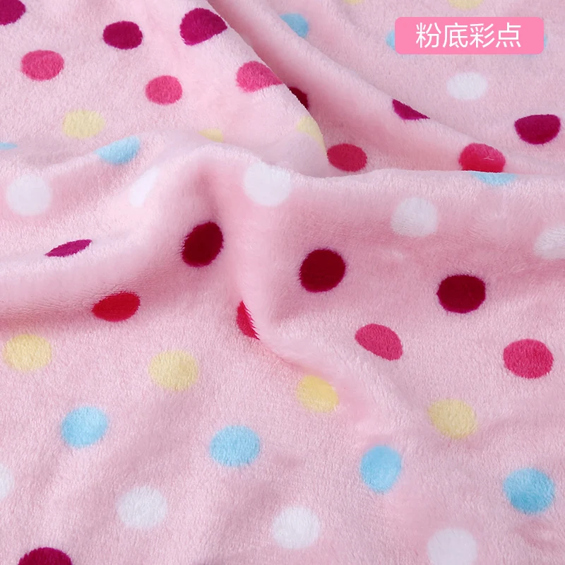 Flannel coral fleece fabric printed cloth high quality velvet clothing super soft cotton wool blanket plush Handmade Sewing warm