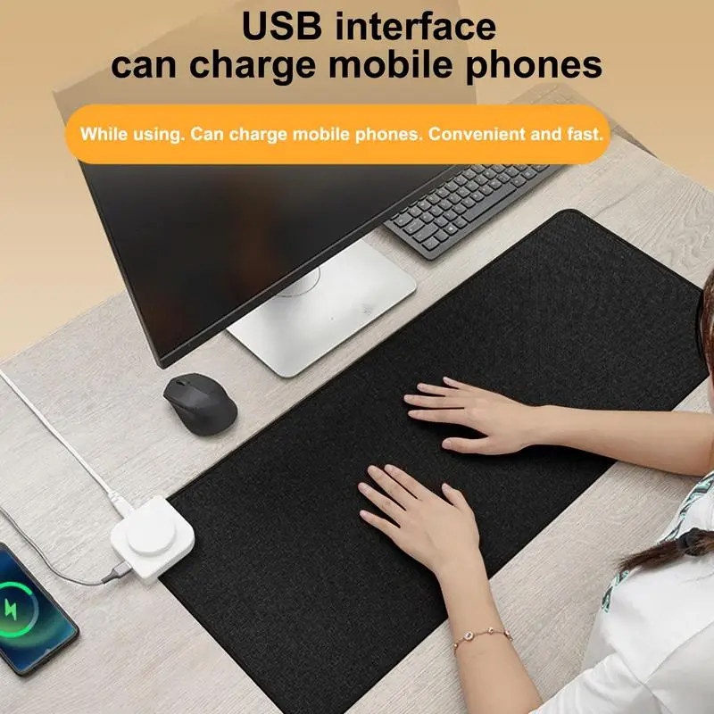 Electric Heated Desk Mat Adjustable Temperature Heating Table Mat USB Heated Mat Thermostatically Digital Display Warm Desk Mat