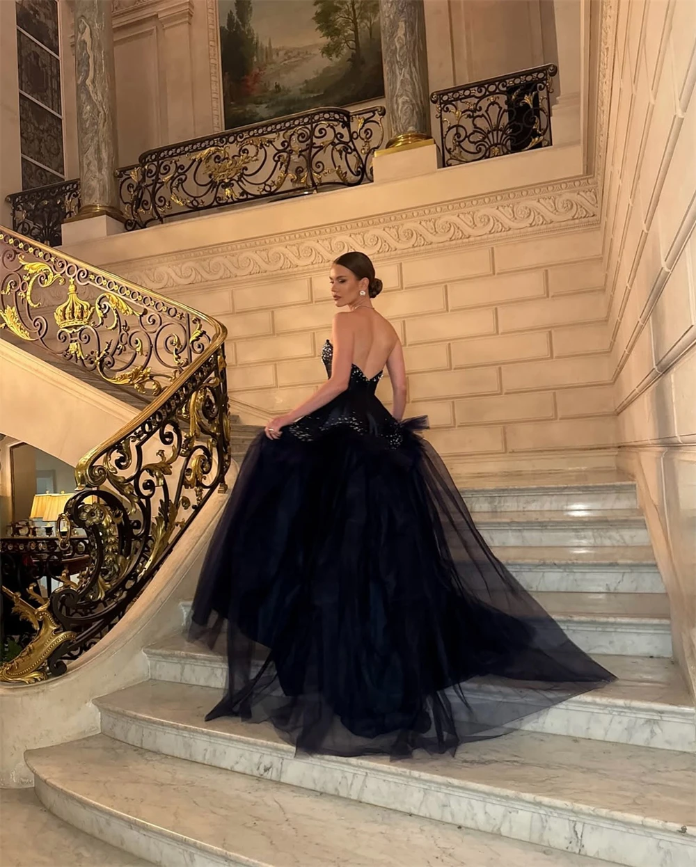 

Customized Simple Blue Organza Evening Dress Formal Sweetheart Sweetheart Homecoming Dress Sexy A-Line Court Train Party Dresses