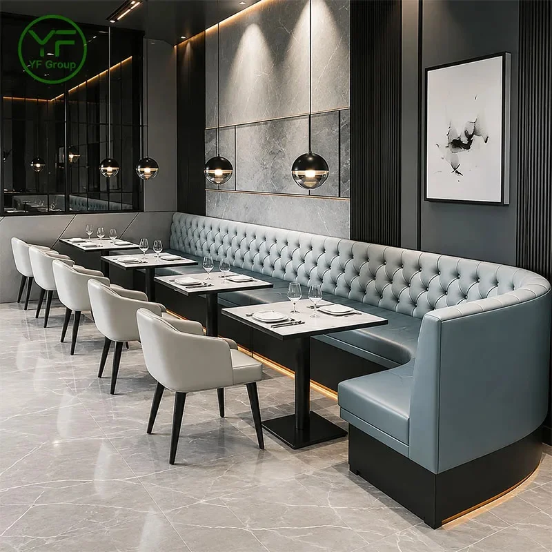 Modern Luxury Comfortable Leather Restaurant Furniture Booth Seating Tufted Button Back Banquette for Hotel bar Hotel